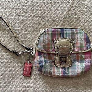 Coach Pink and Green Clutch Wristlet